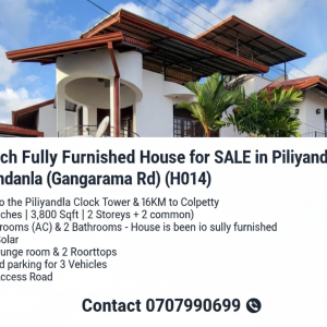 LKR 42.5 million | 10 Perch Fully Furnished House for SALE in Piliyandala (Gangarama Rd) (H013)
