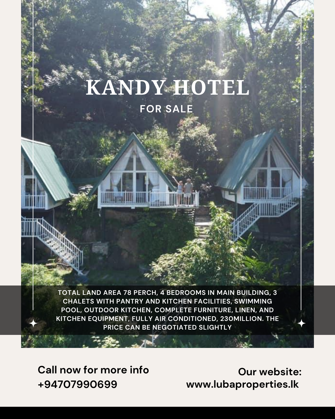 Boutique Hotel for Sale in Kandy