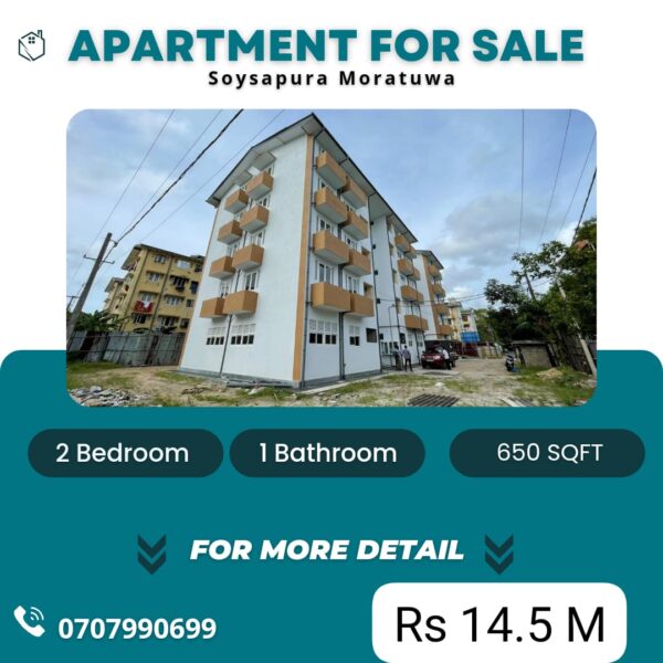 LKR 14. 5 million | Brand new 2 Bedroom Apartment for SALE at Soysapura, Moratuwa