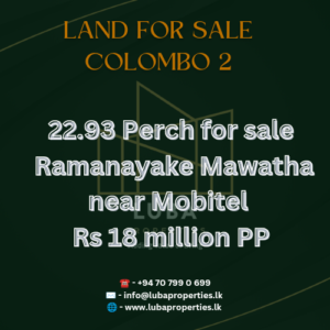 Prime Land for Sale – Colombo 2, 22.93 Perch