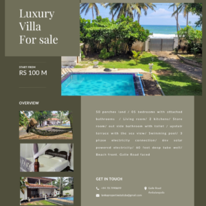 50 Perch | Beach front villa for sale in Hikkaduwa