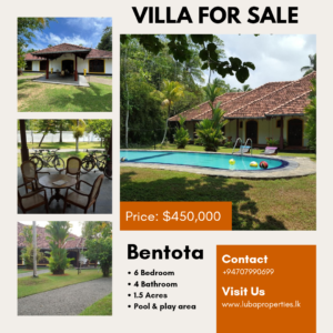 Luxurious 6-Bedroom Villa for Sale in Bentota – Prime Tourist Location