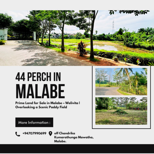 Paddy view 44 perch Land for sale in Malabe
