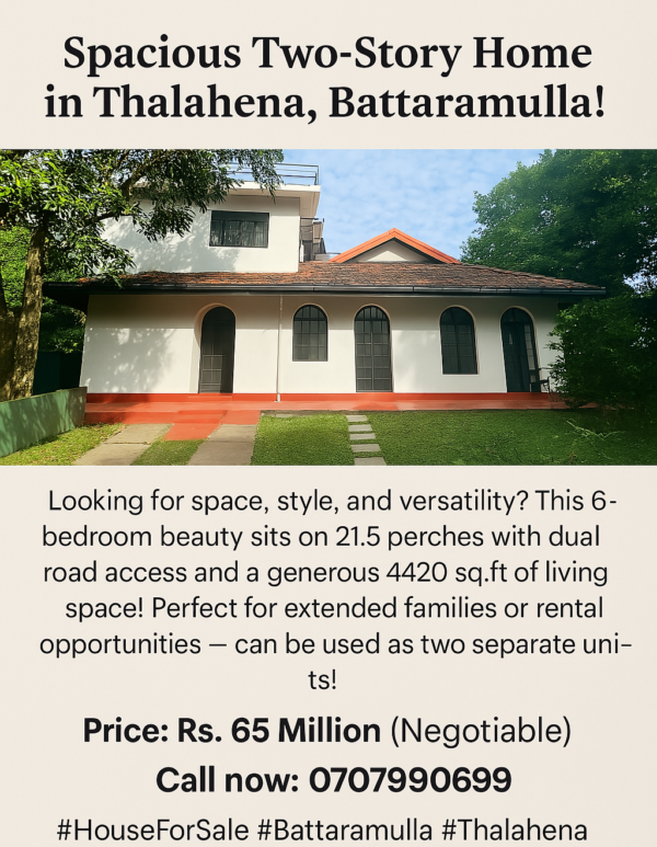 21.5 Perches Spacious Two Story House in Thalahena, Battaramulla