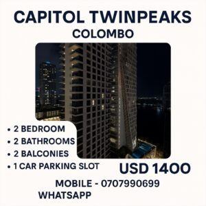 Luxury Furnished apartment for rent in Capitol twinpeaks Colombo