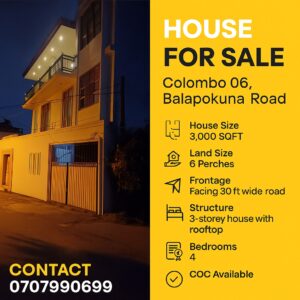 6 perch House for sale in Colombo 06