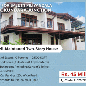 Well-Maintained Two-Story House for Sale in Bokundara Junction, Piliyandala