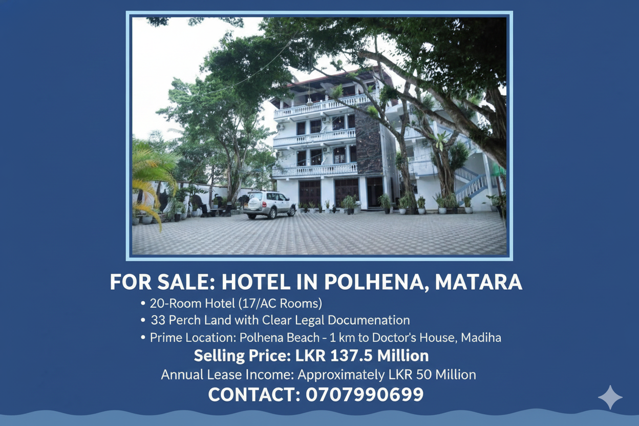 20 Rooms Hotel for sale in Polhena Matara