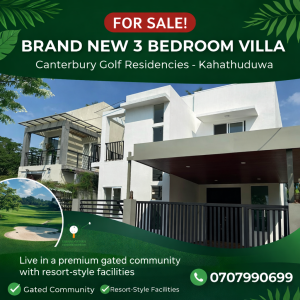 3 BR villa for sale in Canterbury Kahathuduwa