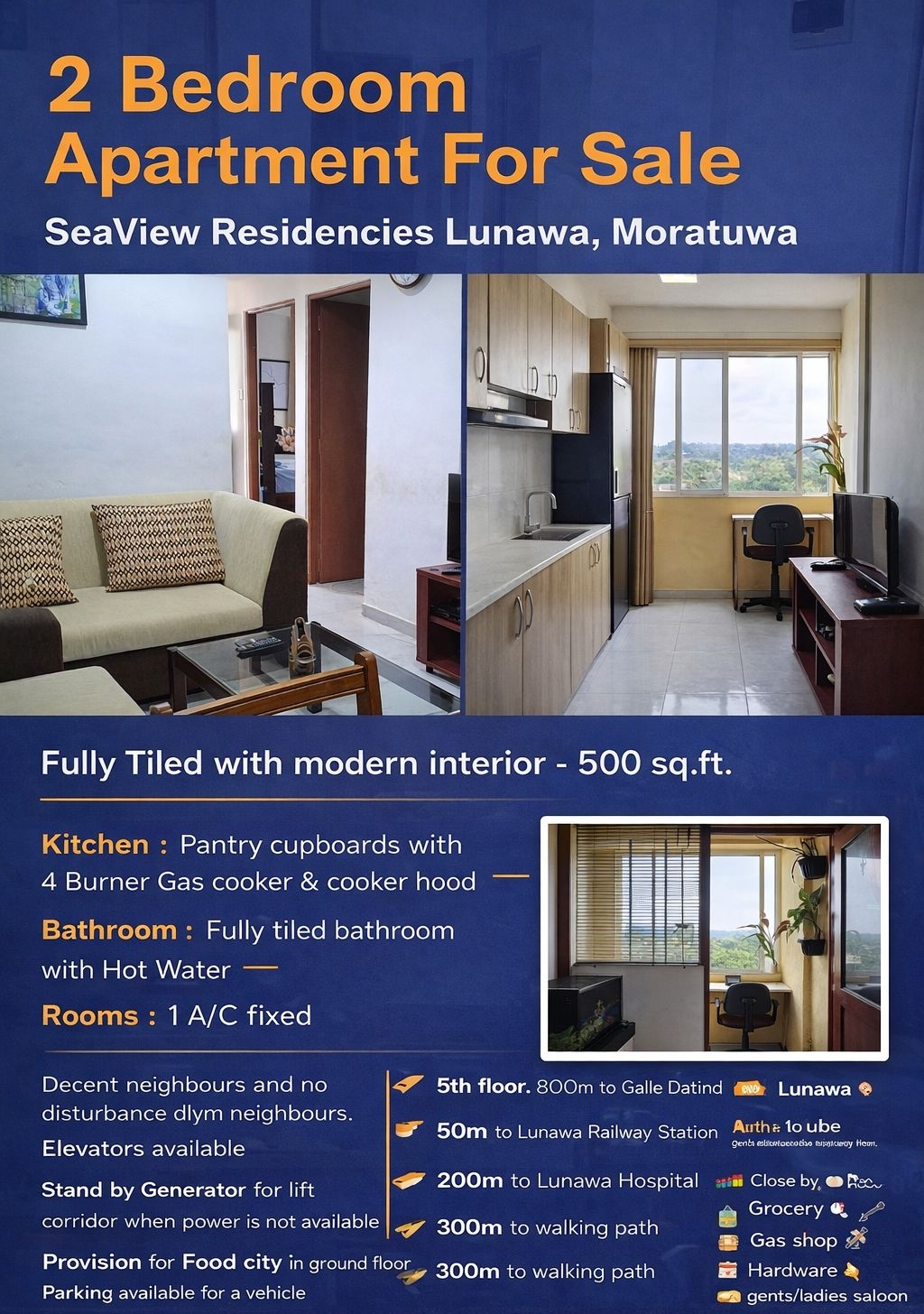 2 BR apartment for sale in Moratuwa
