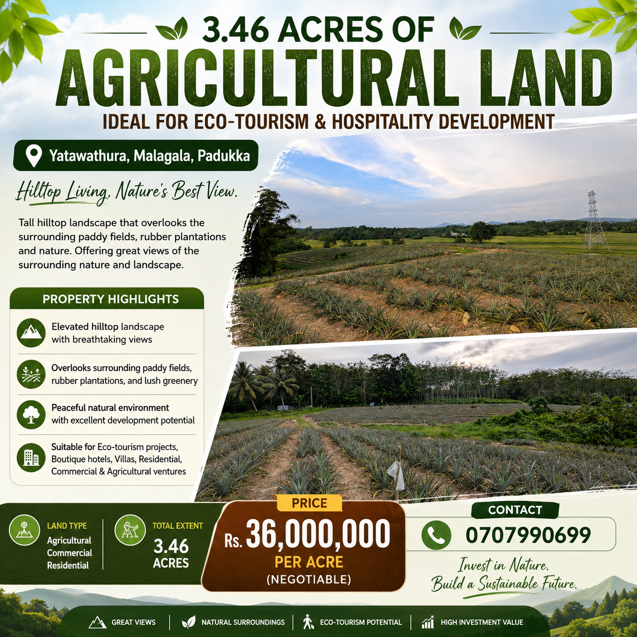 553 Perches Agricultural Land for Sale – Ideal for Eco-Tourism Development