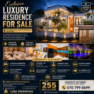 Exclusive Luxury Residence for Sale – Palawaththa, Baththaramulla, Sri Lanka